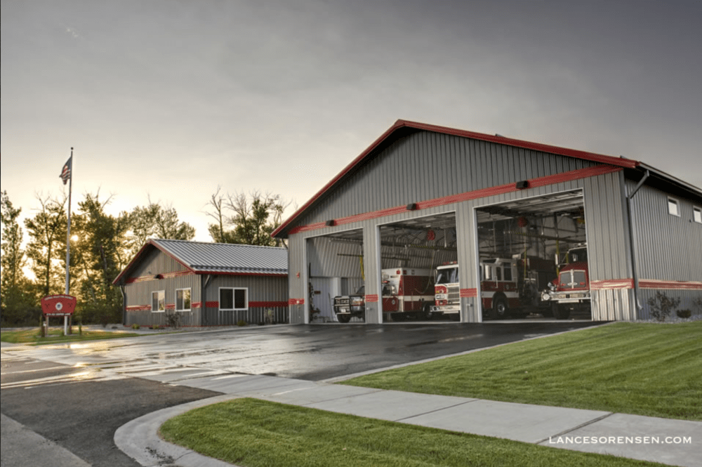 Exterior of a stainless steel firehouse